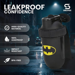 SHAKESPHERE Batman Edition yellow Bat logo enhances collector appeal for fans.