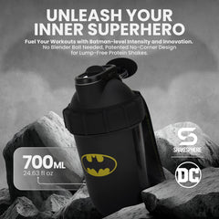 SHAKESPHERE Batman emblem embossed, blacked-out design enhances grip during workouts.