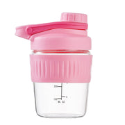 ShakeXpert 12oz glass shaker with wide mouth for easy powder addition during workouts
