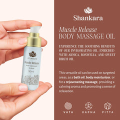 Shankara body massage oil applied on skin for relaxation and daily moisture.