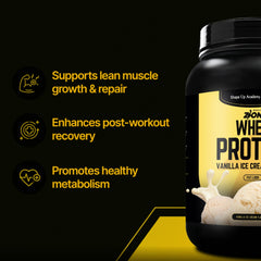 Shape Up whey protein label close-up highlighting 100% pure whey for clean gains