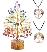 Shawn Seven Chakra Tree of Life pendant close-up with vibrant chakra stones for balanced energy