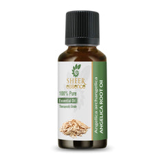 Sheer Essence Angelica Root Oil bottle for calming aromatherapy sessions.