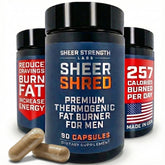Sheer Strength Labs thermogenic bottle with energy-boosting capsules for workouts.