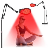 Shomterade red light therapy lamp front view with balanced wavelengths for face and body