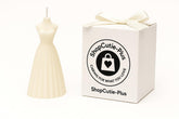 ShopCutie-Plus White Dress Candle, chic centerpiece for elegant home decor.