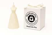 ShopCutie-Plus White Dress Candle, chic centerpiece for elegant home decor.