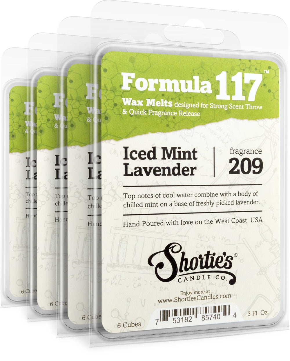 Shortie's Iced Mint Lavender wax melts bulk pack for a fresh, scented space.
