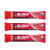 Shot Bloks Fresa envase detalle, snack práctico para entrenamientos