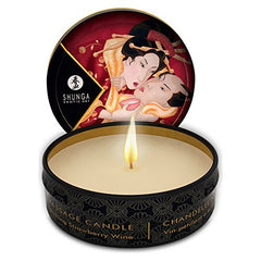 Shunga Massage Candle Sparkling Strawberry Wine soft-skin close-up shows silky skin after use.