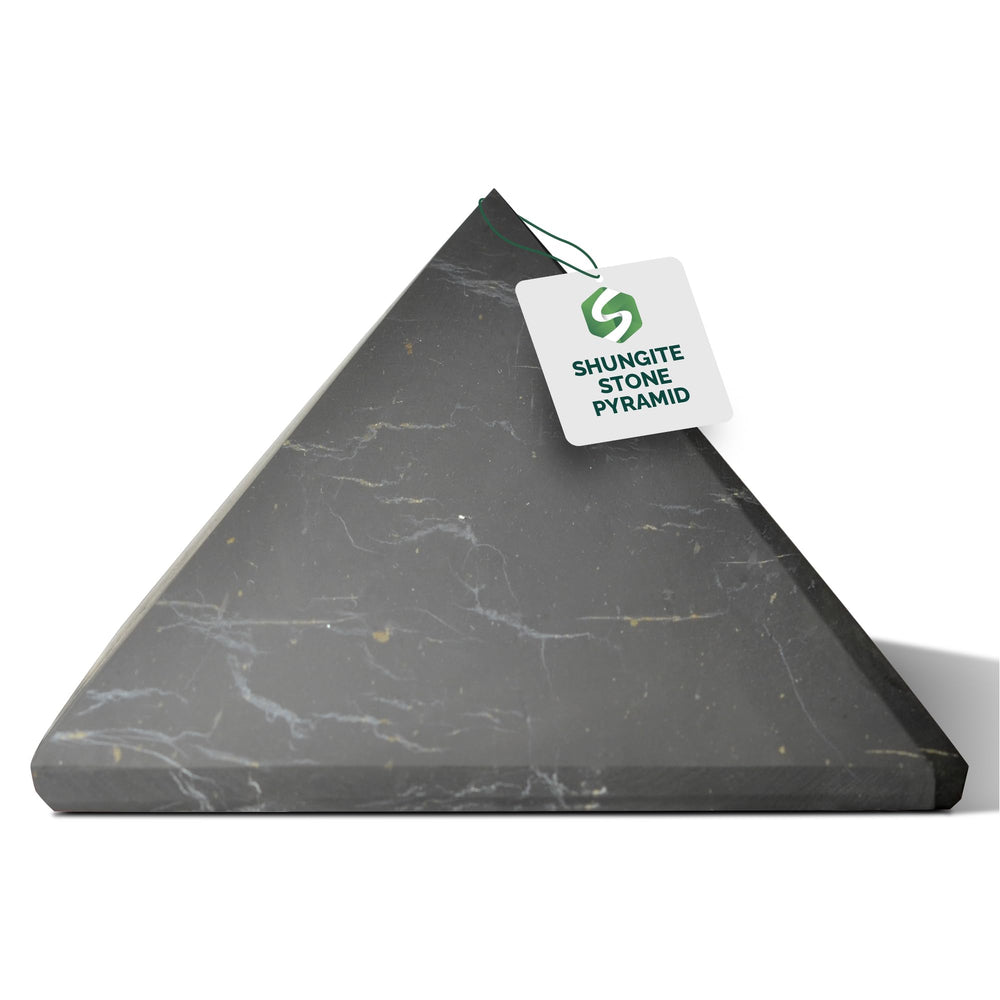 Shungite World authentic pyramid 100mm top view promotes energy balance