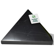 Shungite World authentic pyramid 110mm polished for home energy balance.