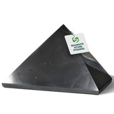 Shungite World authentic pyramid closeup, polished surface, potential energy balancing near devices.