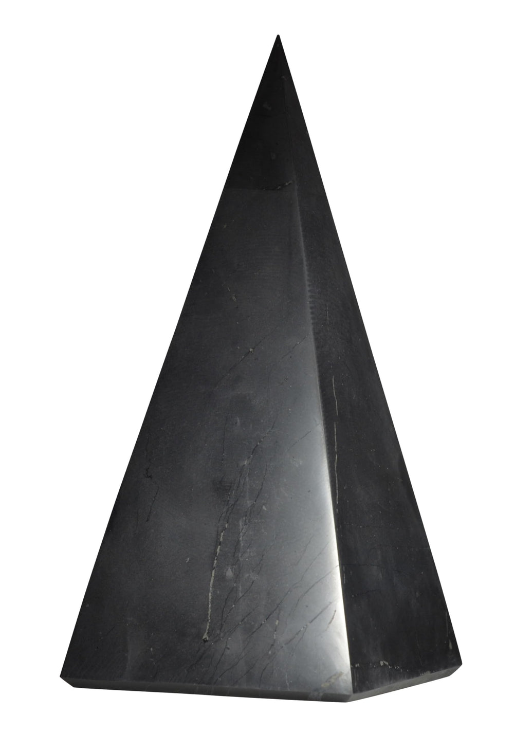 Shungite World authentic tall pyramid 80mm polished for protective energy in any space