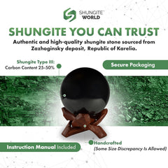 Shungite World black orb decor ideal for meditation corners.