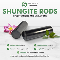 Shungite World handheld cylinders for energy protection and focus.