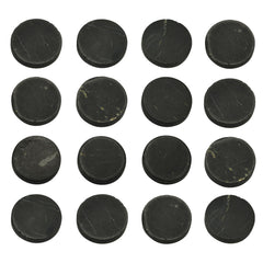 Shungite World 50mm sticker on phone for grounded energy.