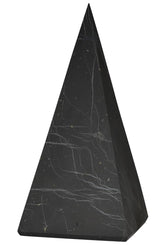 Shungite World tall 50mm pyramid closeup for energy balance at home.