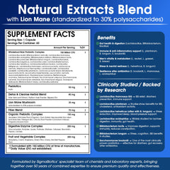 SigmaBiotics Probiotics Men organic prebiotics in jar indicating nutrient feeding for gut flora.