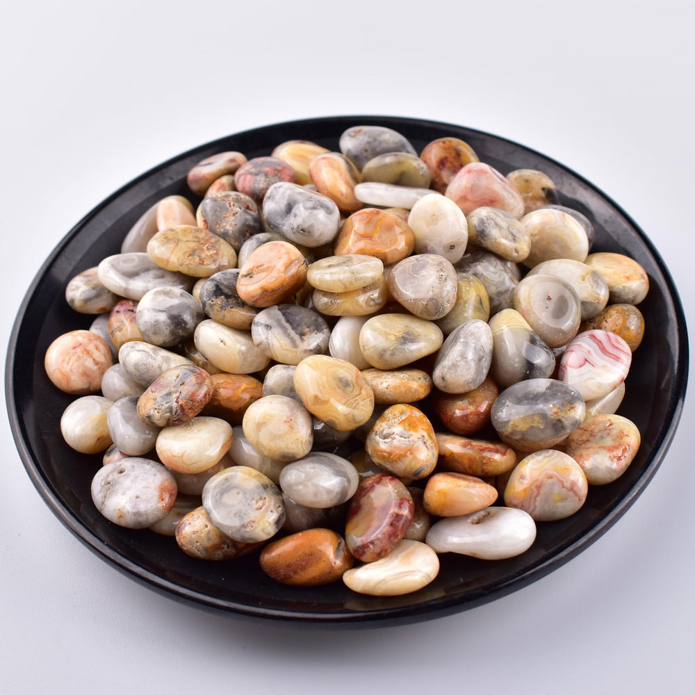 SigMntun polished crazy lace agate chips for meditation and energy balance.