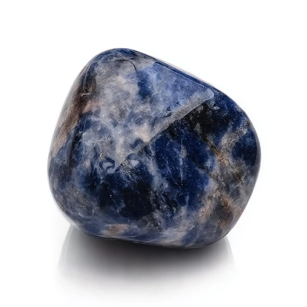 SigMntun polished sodalite worry stone, 1-2-inch palm-size, ideal for calming focus during moments of anxiety