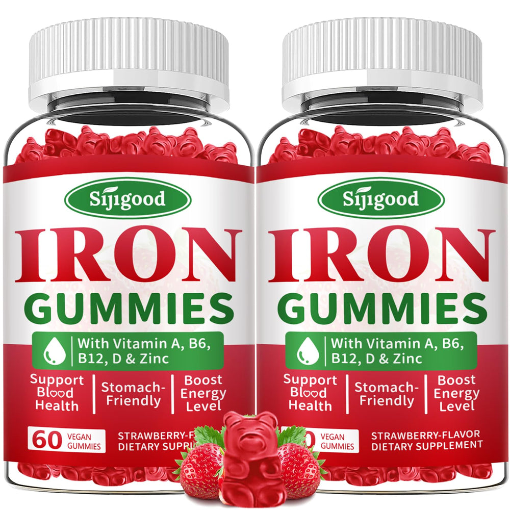 Sijigood Iron Gummies Strawberry Bottle shows a tasty vegan iron option for daily energy.