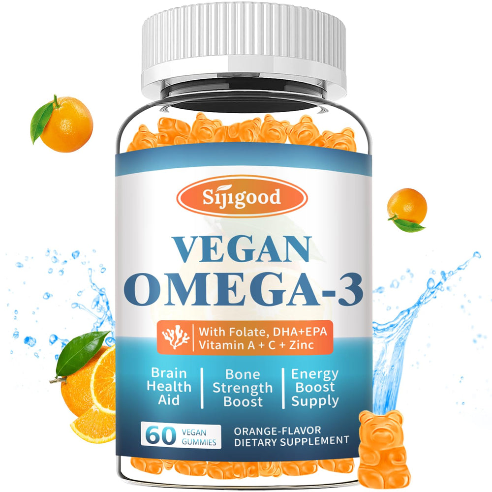 Sijigood Omega-3 Gummies bottle for easy daily algae DHA EPA intake.