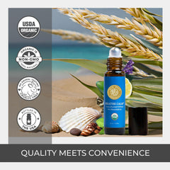 Silk Road Organic roll-on application demonstrates convenient on-skin use anytime.