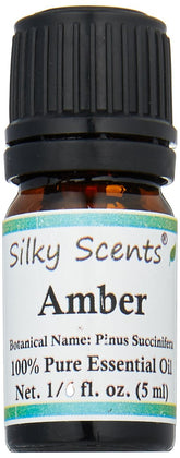 Silky Amber Essential Oil bottle 5ml for aromatherapy and cozy ambience.