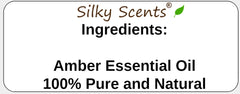Silky Scents Amber Essential Oil bottle, USA bottled, quality guaranteed.