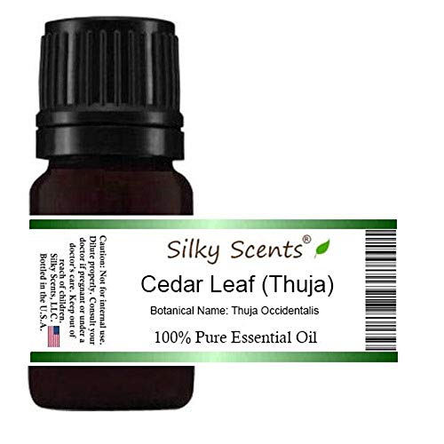 Silky Scents Cedar Leaf Oil in amber bottle ensures quality storage and easy pouring.
