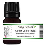 Silky Scents Cedar Leaf Oil in amber bottle ensures quality storage and easy pouring.