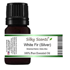 Silky Scents White Fir Essential Oil in amber bottle for aromatherapy and refreshing spaces.