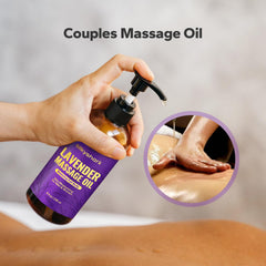 Close up of SilkyShark Lavender Massage Oil label on natural ingredients