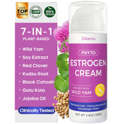 Siltamu natural estrogen cream bottle close-up showing smooth non-greasy hydration