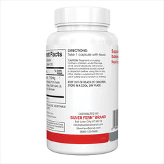 Silver Fern product label highlights active ingredients and digestive support features.