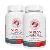 Silver Fern Stress Complex bottle exuding a calm, caffeine-free wellness vibe.