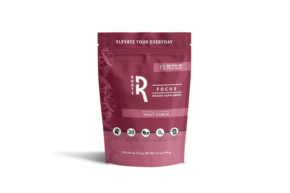 Silver Star Nutrition Roots Focus fruit punch bottle for daily focus and energy.