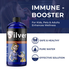 Silver Support dosing-spoon demonstrates easy 1–3 tsp daily use.