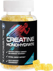 SilverOnyx Creatine Monohydrate Gummies lemon bottle boost workout energy and endurance.
