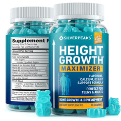 SILVERPEAKS Height Growth Gummies bottle front for bone support and growth balance