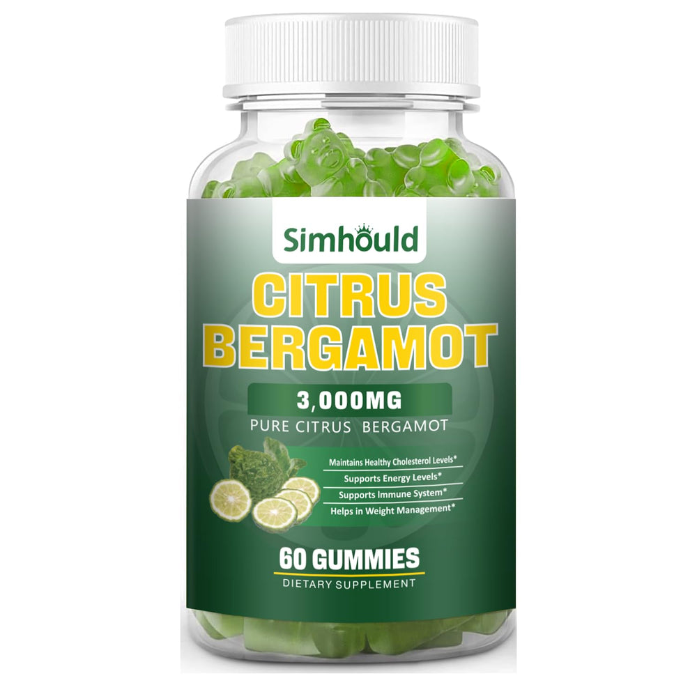 Simhould Citrus Bergamot Gummies 60-count lime flavor bottle highlights citrus profile