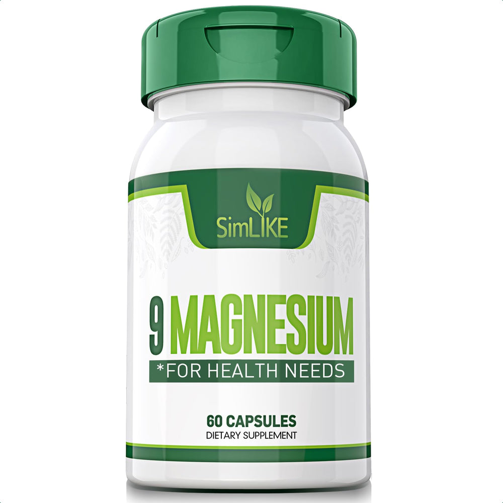 Simlike Magnesium 9-Forms capsules for daily comprehensive magnesium support.