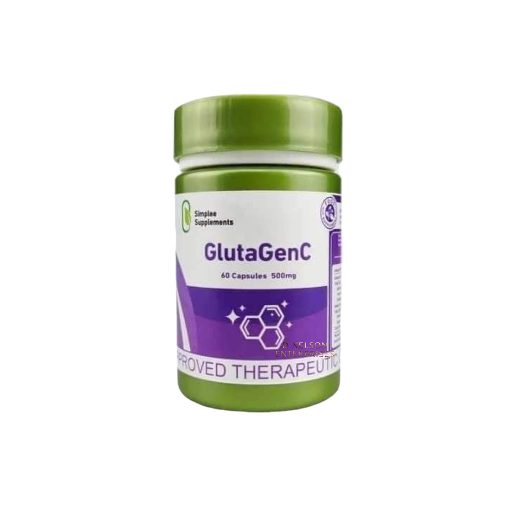 Simplee Supplements Gluta GenC bottle of capsules for daily wellness.
