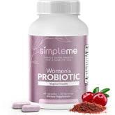 Simpleme Womens Probiotics with Cranberry bottle showcases targeted vaginal and urinary balance support.