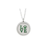 Simply Essential Solutions PawLove diffuser pendant in stainless steel for all-day aromatherapy.