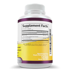 Simply Natures Pure Berberine HCl 500mg bottle back reveals dosage and benefits