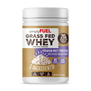 simplyFUEL whey unflavored bag showing clean ingredients for versatile shakes