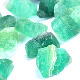 Simurg green fluorite rough close-up showing natural color zoning for lapidary projects.