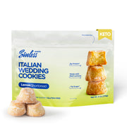 Sinless Snacks Keto Cookie Italian Wedding Lemon pack shot highlighting bright zest and low sugar.